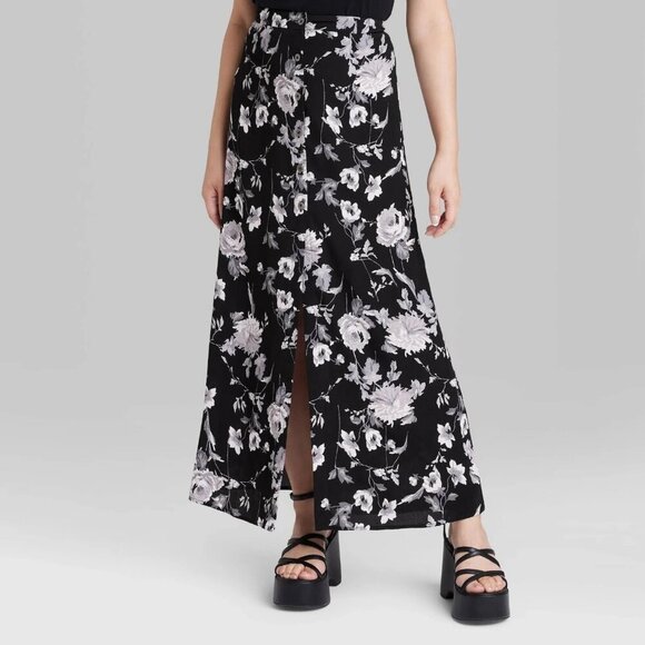 wild fable Dresses & Skirts - Small - Womens Button Front Printed Midi Skirt - Wild Fable - Black Floral